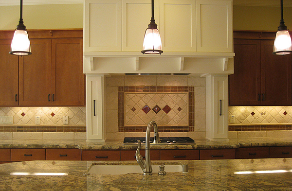 Kitchen backsplash in Craftsman kitchen, new construction